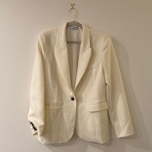 Oversized Cream Blazer with shoulder pads